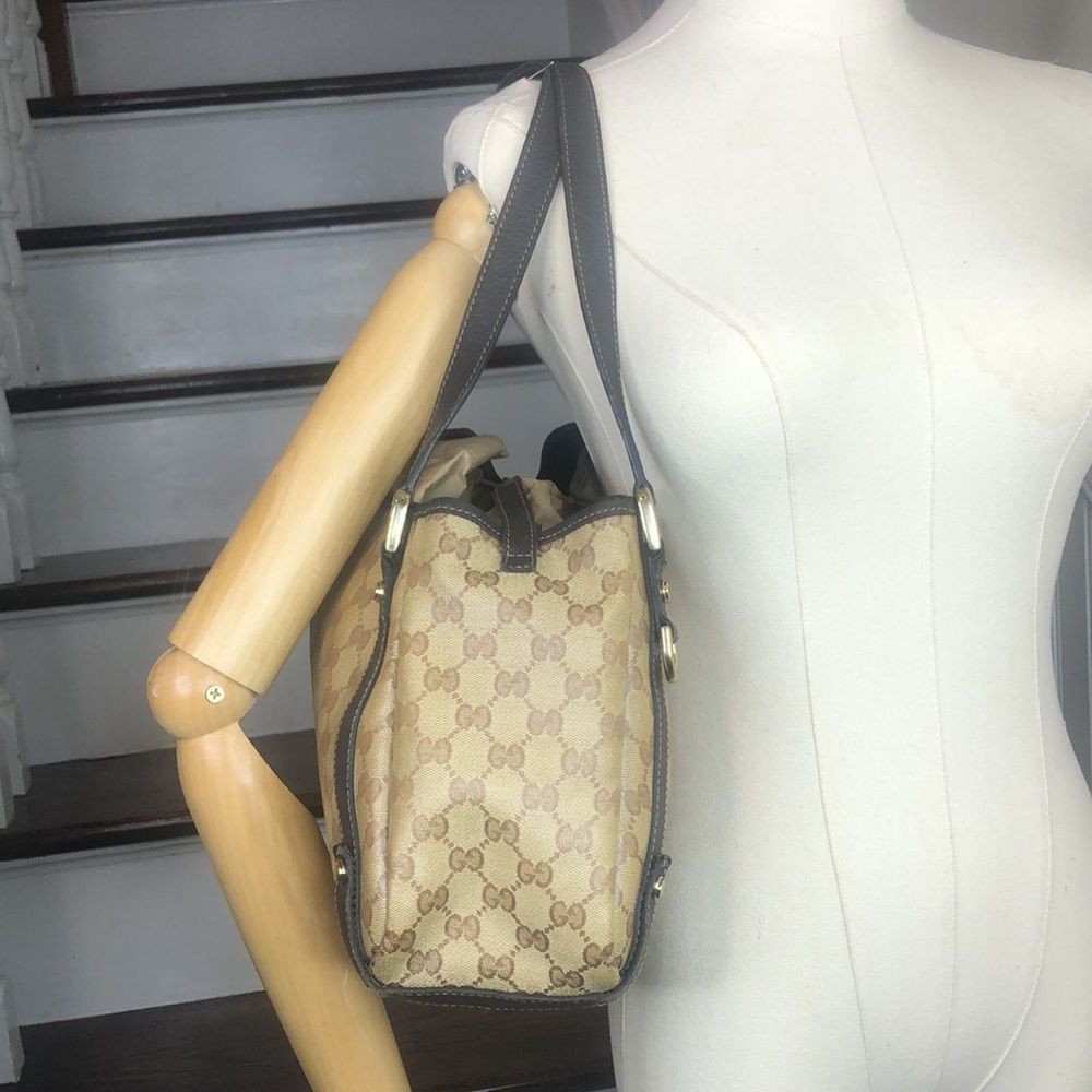 GUCCI GG Supreme Crystal Coated Canvas and Brown Leather Shoulder Bag - Picture 3 of 17